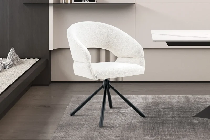 Chaise Pivotante de Salle à Manger AMBERY en Tissu - 60 x 63,5 cm