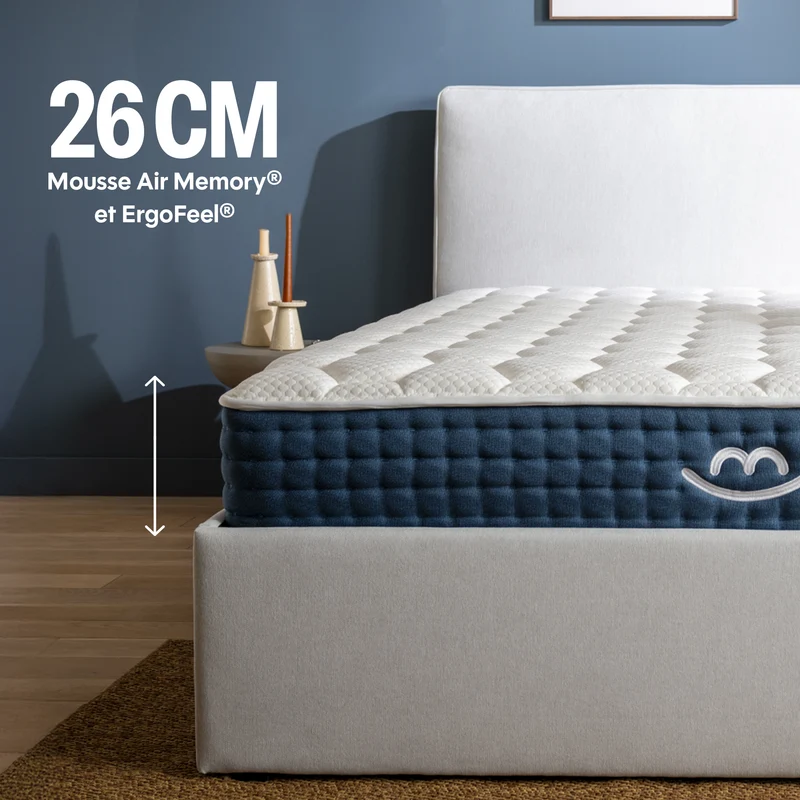 Pack Matelas hybride premium Jade - mémoire de forme + 2 oreillers