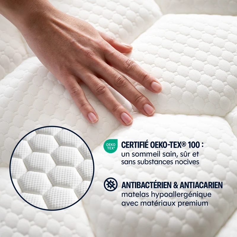 Pack Matelas hybride premium Jade - mémoire de forme + 2 oreillers