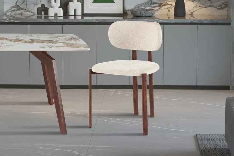 Chaise de Salle à Manger JADY en Tissu Bouclé - 49,5 x 49 cm