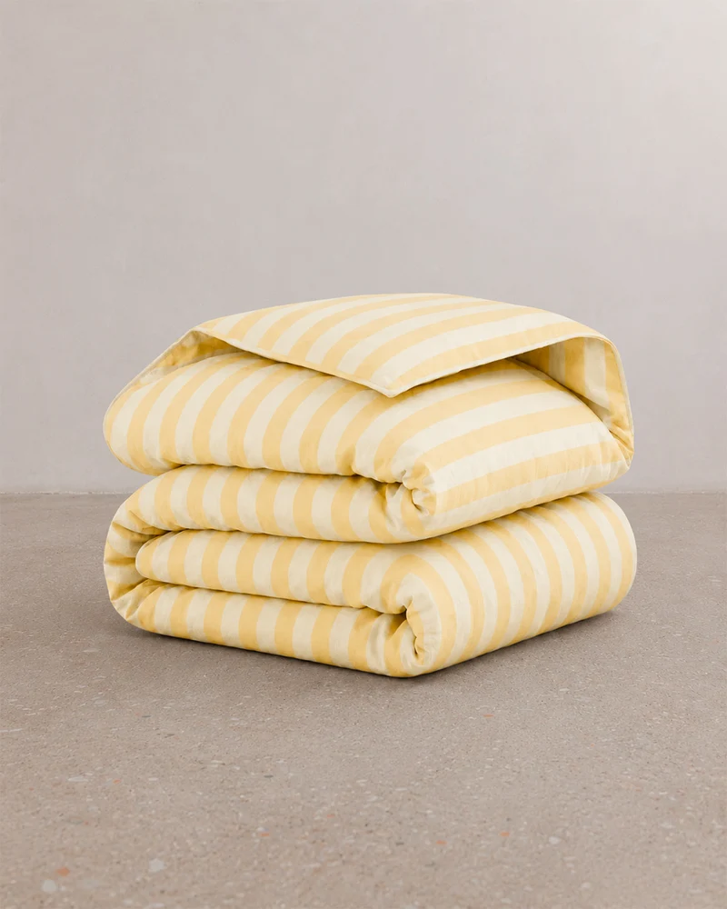 Parure de lit percale de coton - Stripe jaune