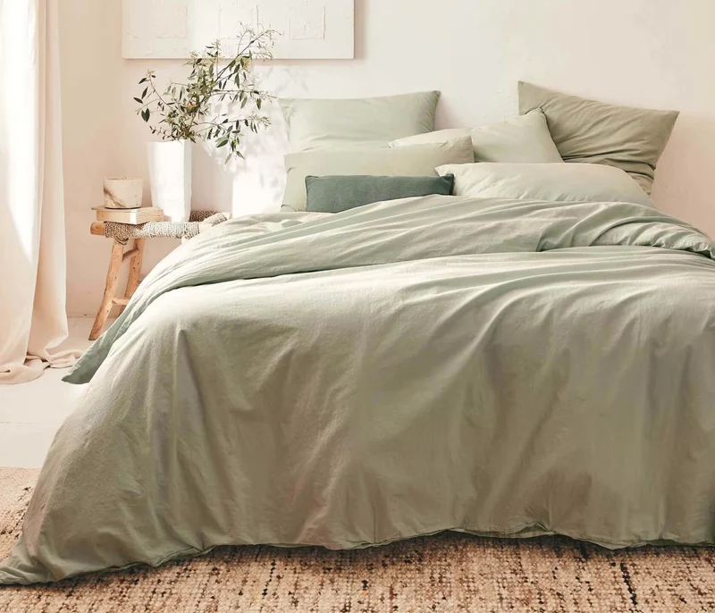 Drap housse en coton lavé