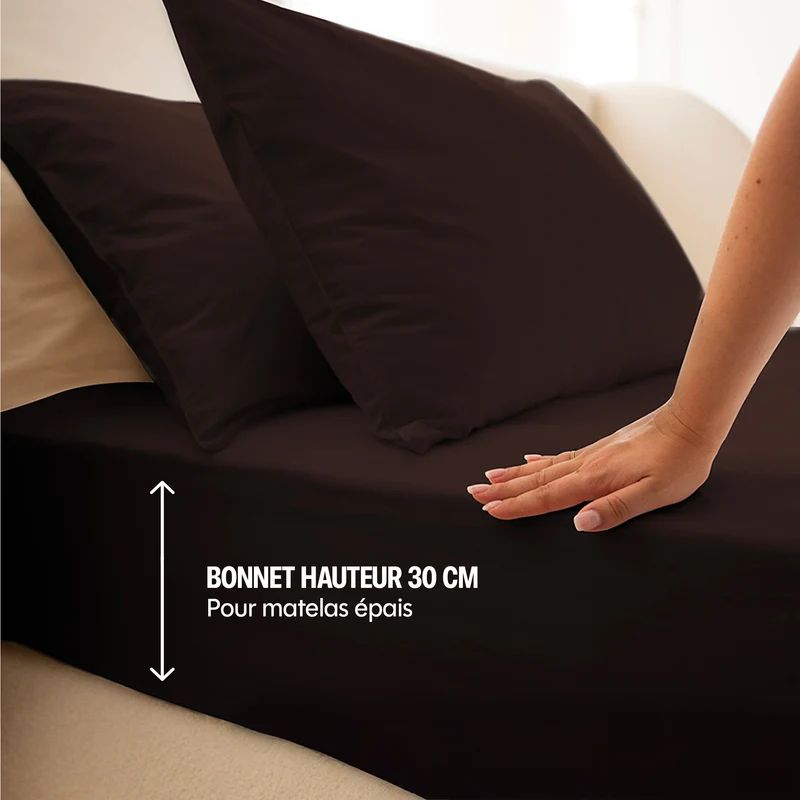 Drap housse coton lavé - 2 coloris au choix