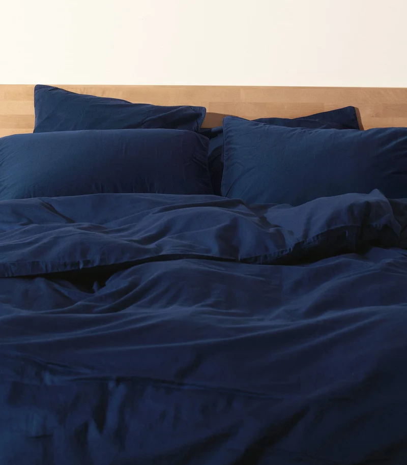Drap housse en satin de coton - Bleu meltem