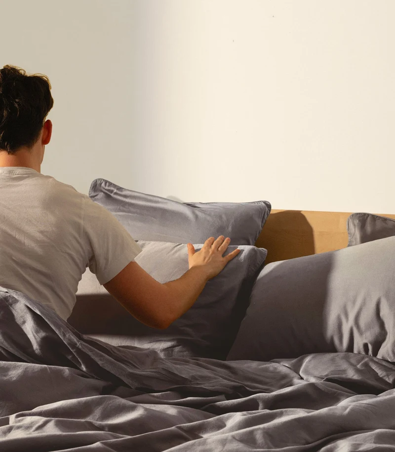 Drap plat satin de coton - Gris levant