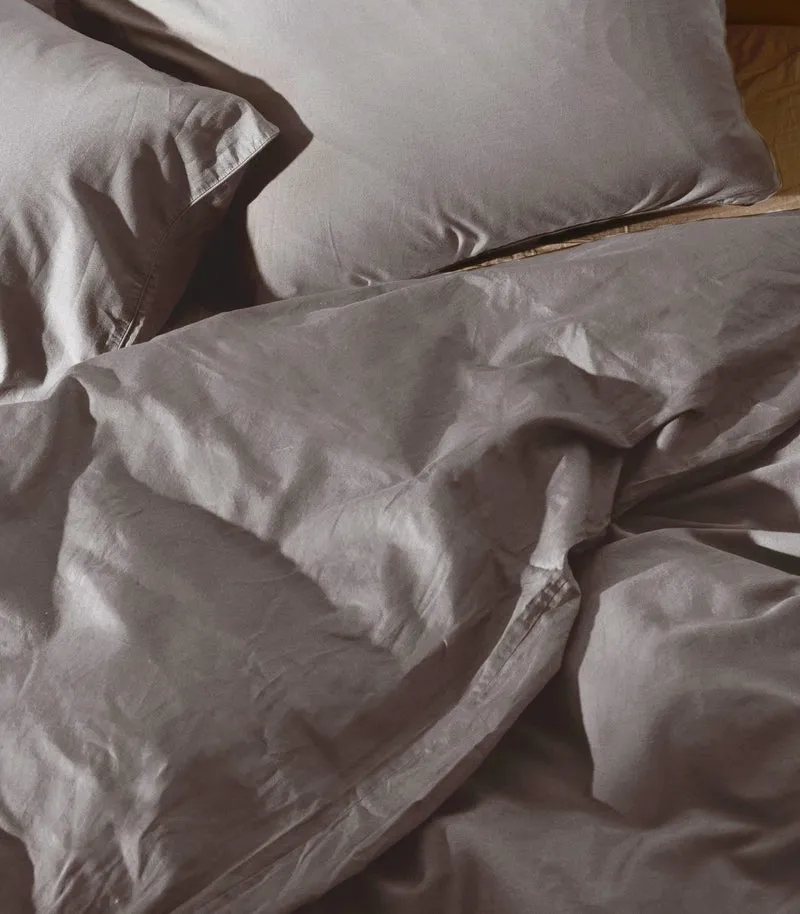 Drap plat satin de coton - Gris levant
