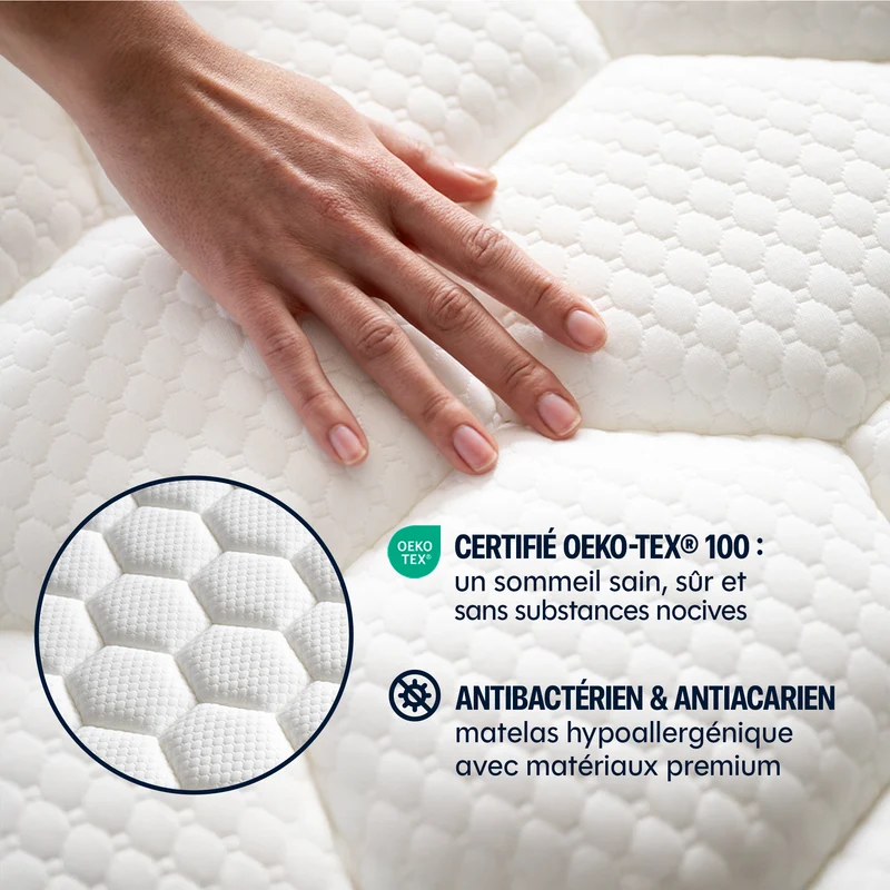 Pack Matelas hybride Mila - mousse et ressorts + 2 oreillers