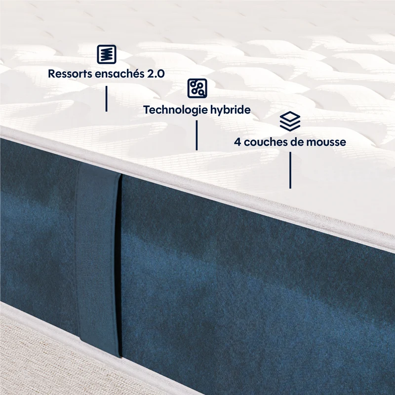 Pack Matelas hybride Mila - mousse et ressorts + 2 oreillers
