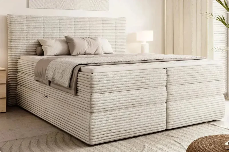 Lit Coffre Box Spring PALERMO avec Matelas à Ressorts Intégré