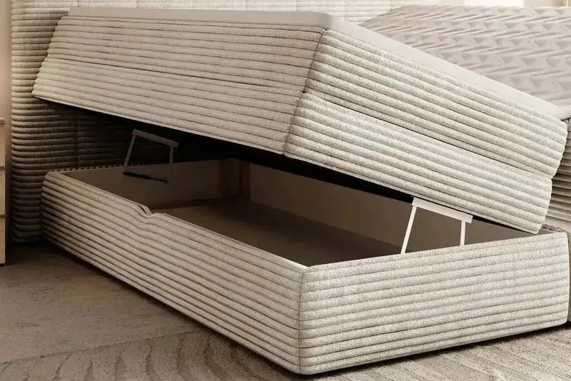 Lit Coffre Box Spring PALERMO avec Matelas à Ressorts Intégré