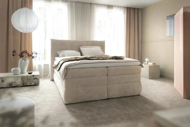 Lit Coffre Box Spring PALERMO avec Matelas à Ressorts Intégré
