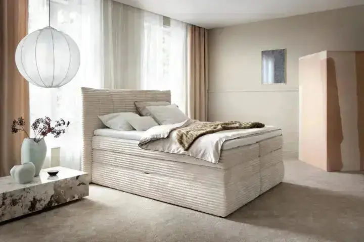Lit Coffre Box Spring PALERMO avec Matelas à Ressorts Intégré
