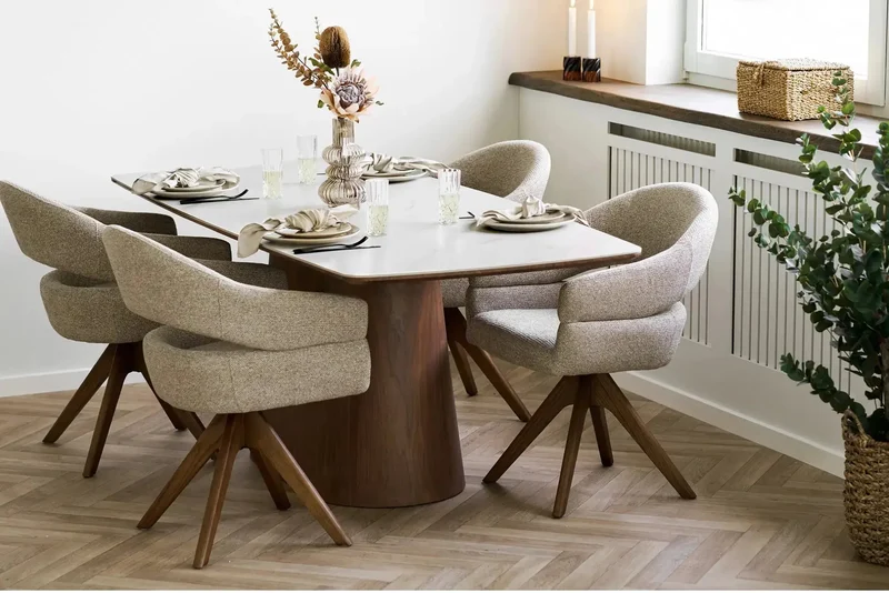 Table Rectangulaire de Salle à Manger Plateau en Céramique NOLI - 90x200 cm