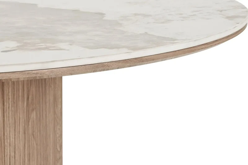 Table à Manger Ovale ATHENS Céramique Blanc Marron - 210 x 100 cm