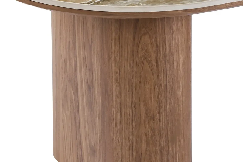 Table Basse Ovale en Pierre Brillante AVORA Beige - 120 x 60 cm