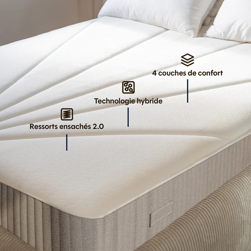 Pack Matelas Hybride - L'Essentiel by Drimz + 2 oreillers