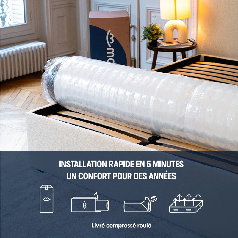 Pack Matelas hybride premium Jade - mémoire de forme + 2 oreillers