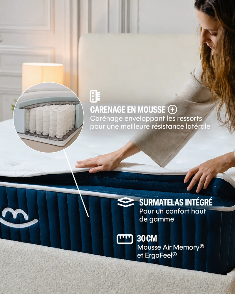 Matelas Hybride Victoria+ - Soutien renforcé - 30 cm