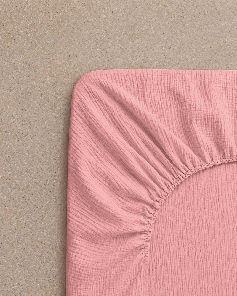 Drap housse gaze de coton - 7 coloris au choix