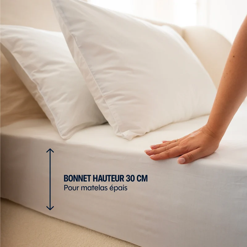 Drap housse coton lavé - 2 coloris au choix