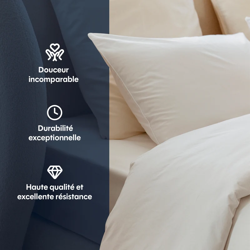 Drap housse coton lavé - 2 coloris au choix