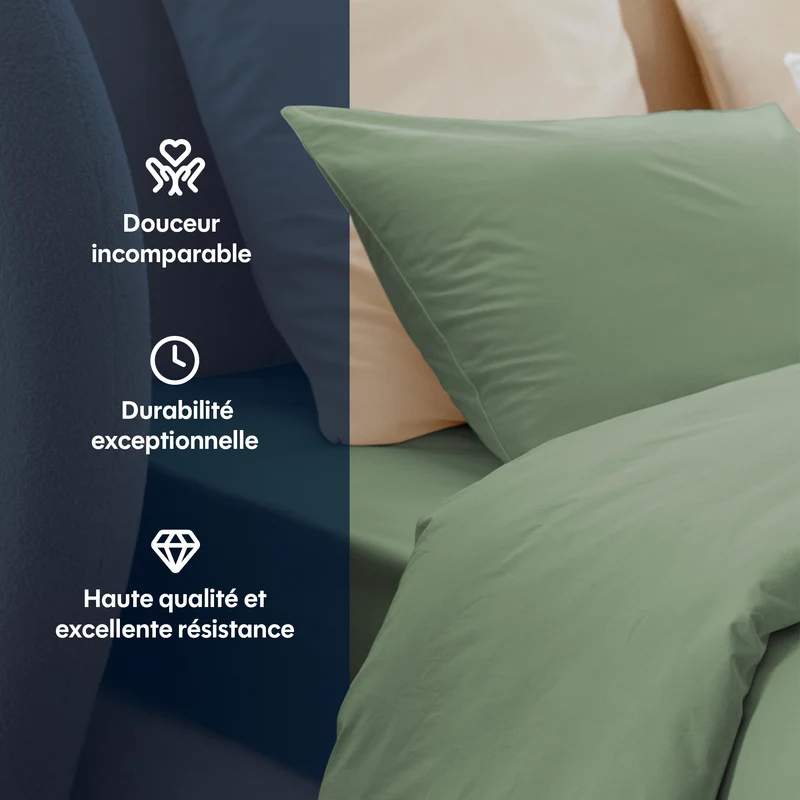 Housse de couette percale lavée - 8 coloris au choix