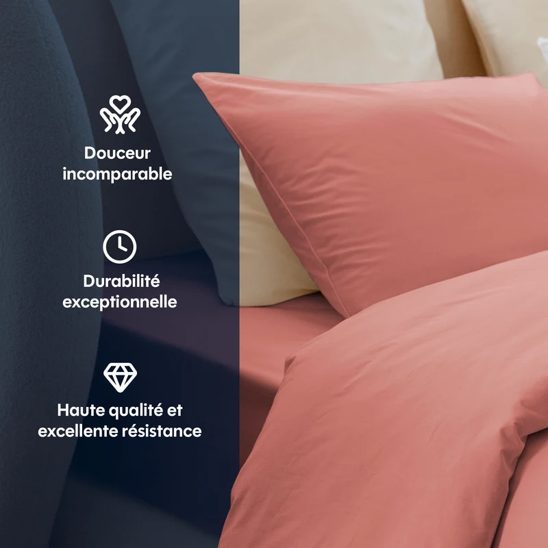 Housse de couette percale lavée - 8 coloris au choix