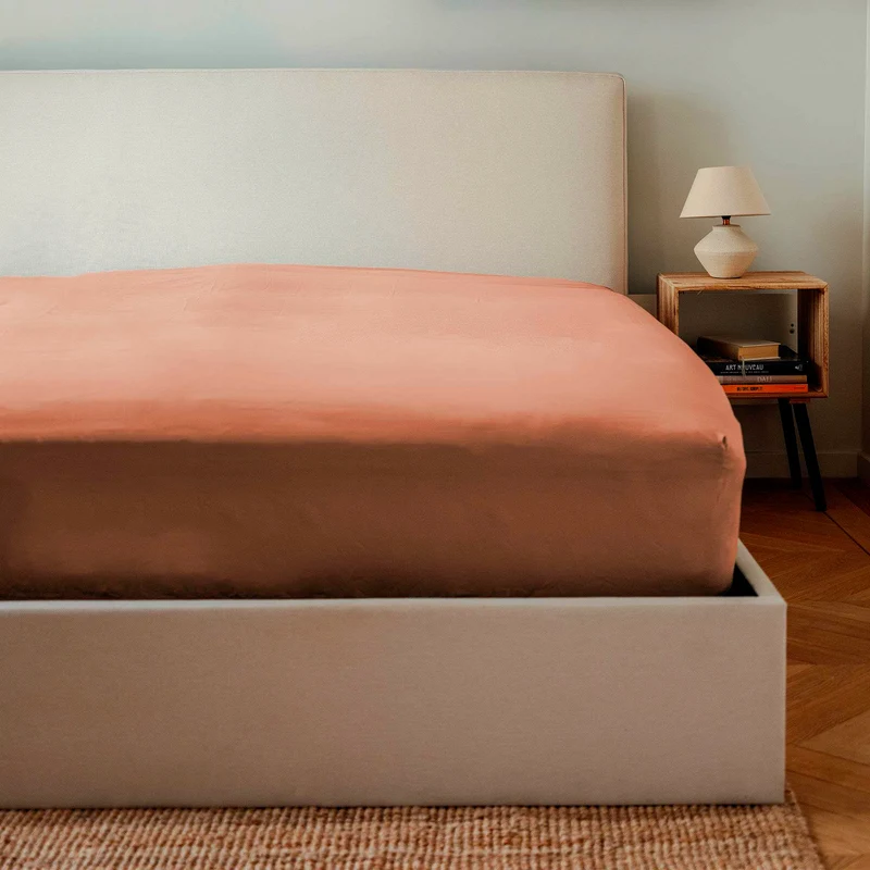 Drap housse percale lavée - 8 coloris au choix