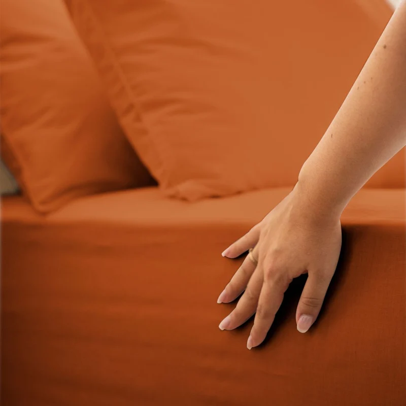 Drap housse percale lavée - 8 coloris au choix
