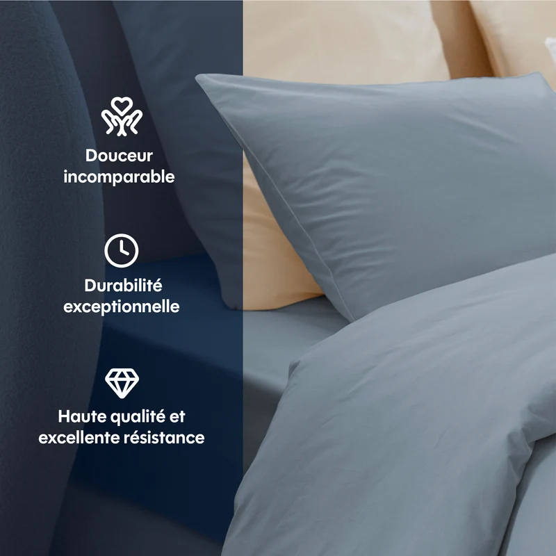 Housse de couette percale lavée - 8 coloris au choix