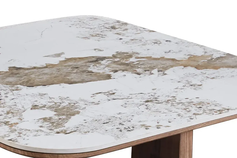 Table Basse avec 4 Poufs en Tissu Pierre Brillante AVORA - 80 x 80 cm