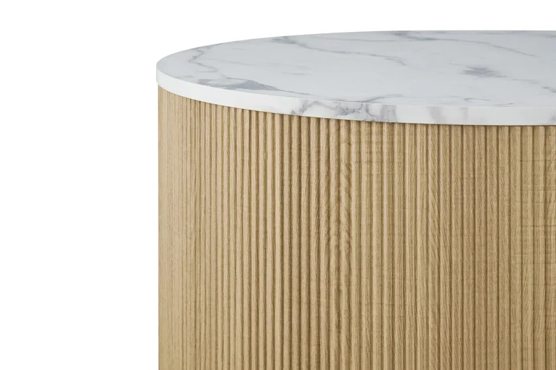 Table Basse Gigogne Ronde en Effet Marbre Beige ROWANE - H : 42/37cm