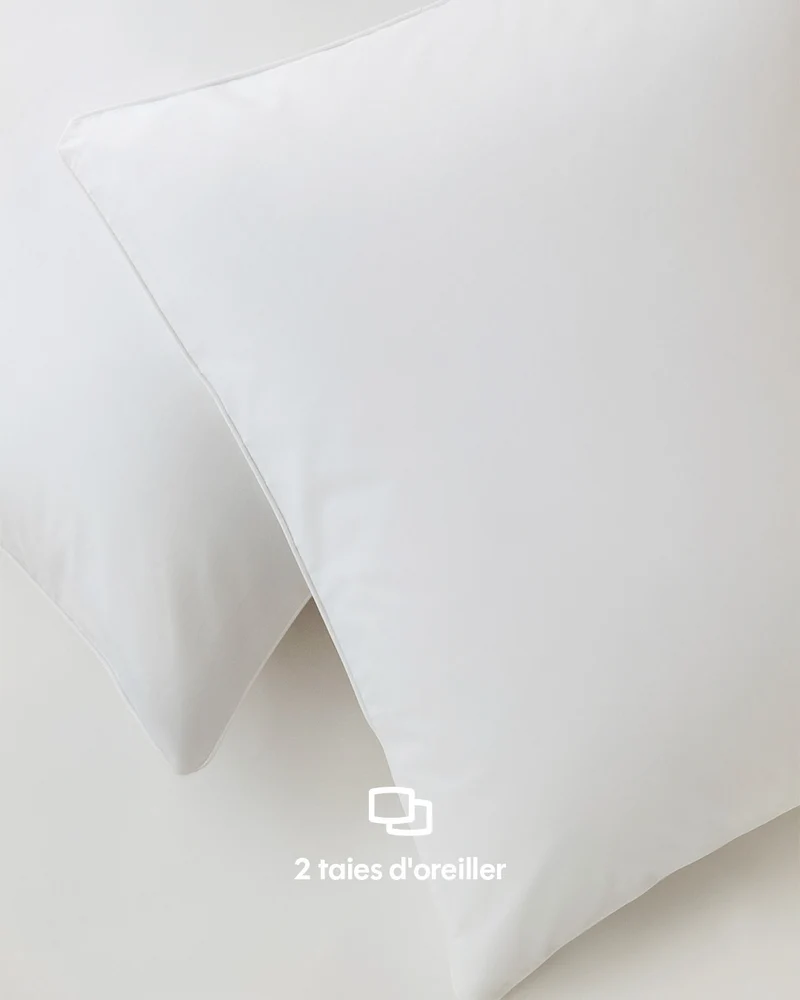 Taie d'oreiller percale lavée x2 - 7 coloris au choix
