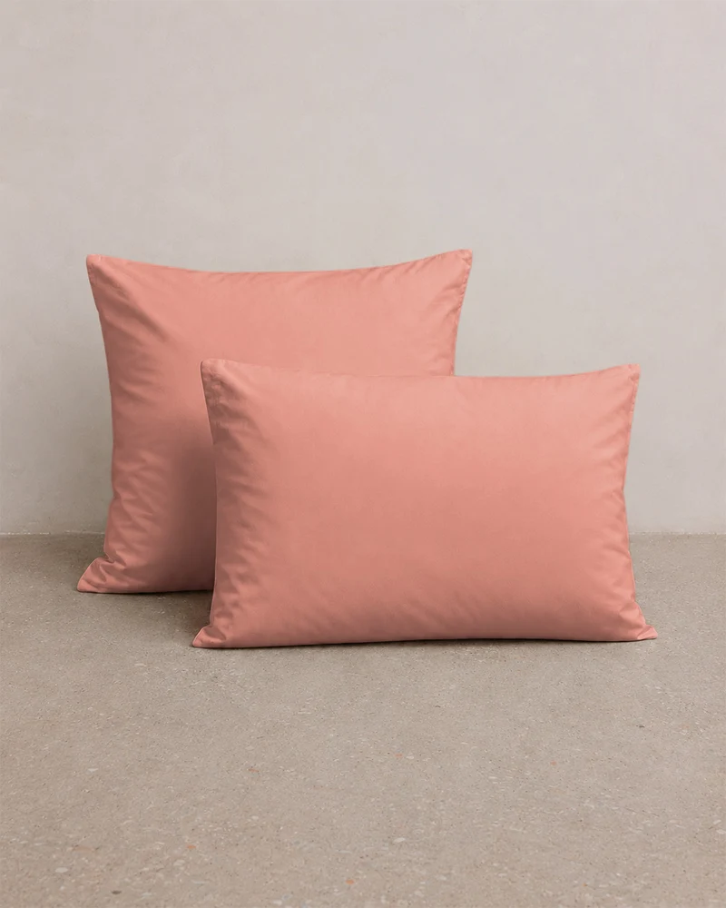 Taie d'oreiller percale lavée x2 - 7 coloris au choix