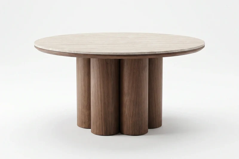 Table Basse de Salon Effet Travertin ORIGO - Ø85 cm