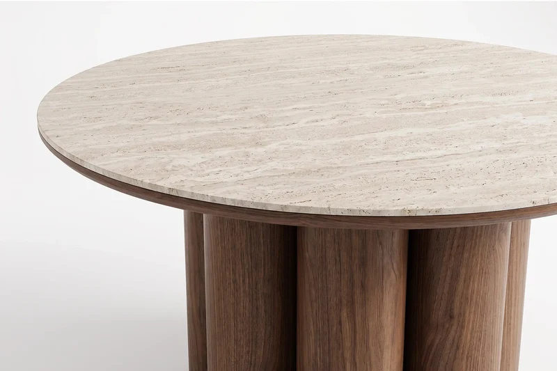 Table Basse de Salon Effet Travertin ORIGO - Ø85 cm