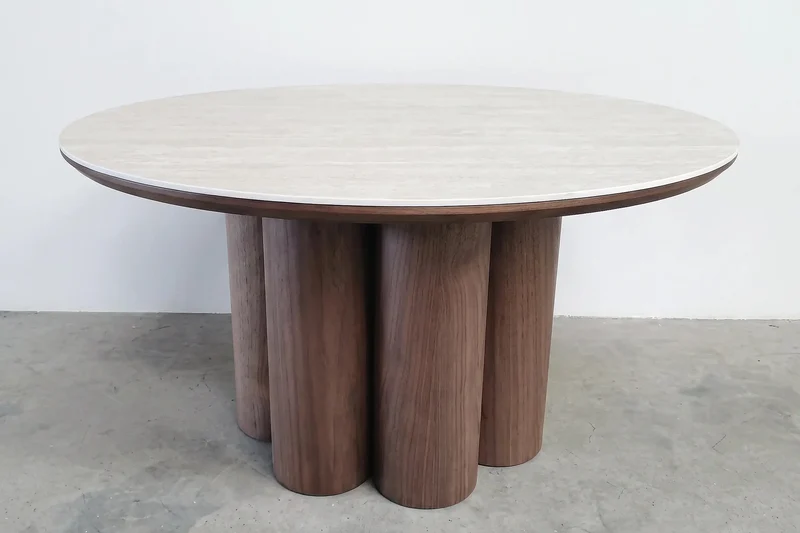 Table Basse de Salon Effet Travertin ORIGO - Ø85 cm