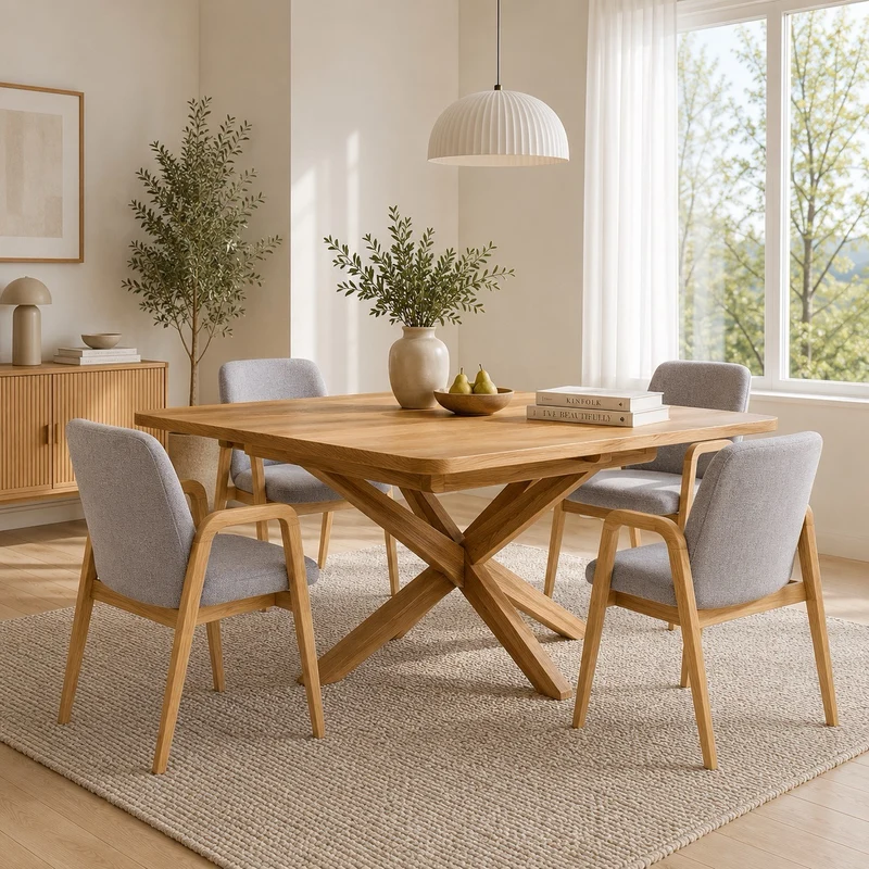 Lot de 2 ou 4 chaises de salle à manger Chill, structure en chêne massif, rembourrées | VESKOR