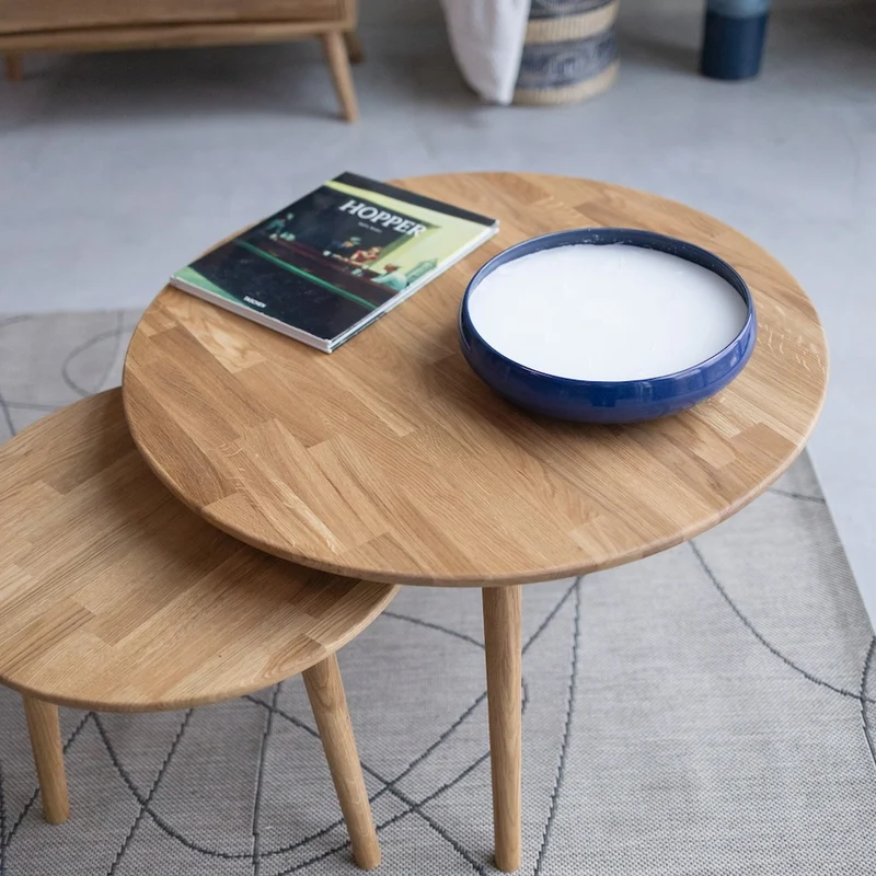 Tables basses empilables en chêne massif MALMO | NordicStory