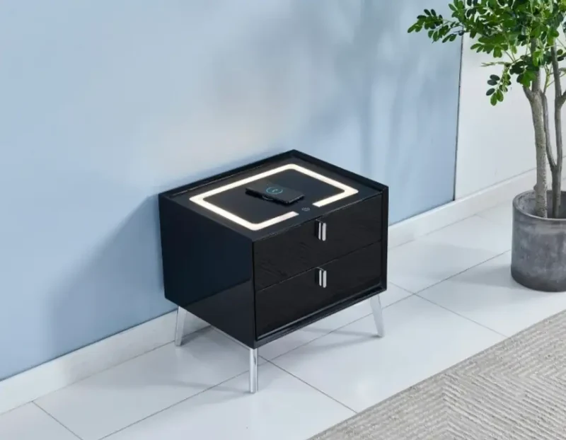 Table de chevet avec LED et Chargeur Induction SMARTLIGHT - 50 x 40 cm