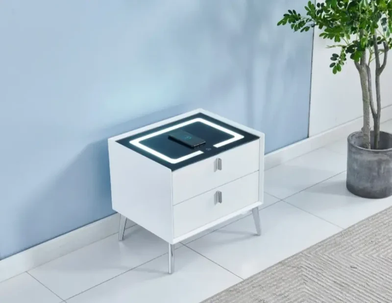 Table de chevet avec LED et Chargeur Induction SMARTLIGHT - 50 x 40 cm