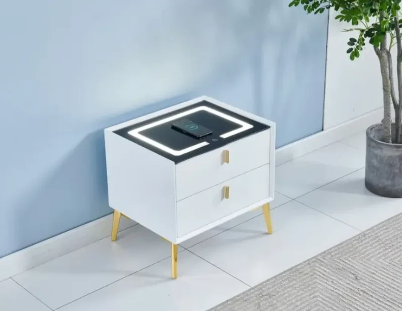 Table de chevet avec LED et Chargeur Induction SMARTLIGHT - 50 x 40 cm