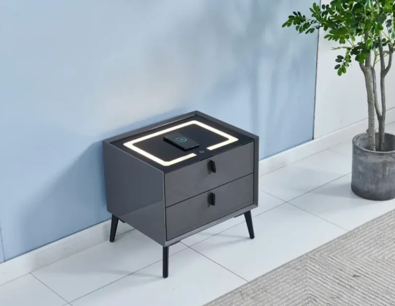 Table de chevet avec LED et Chargeur Induction SMARTLIGHT - 50 x 40 cm