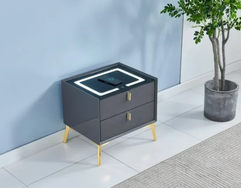 Table de chevet avec LED et Chargeur Induction SMARTLIGHT - 50 x 40 cm