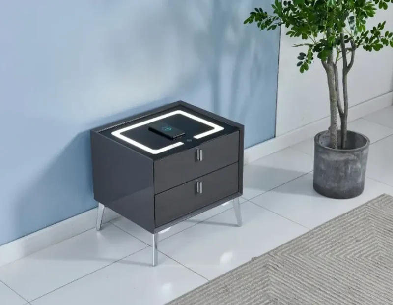 Table de chevet avec LED et Chargeur Induction SMARTLIGHT - 50 x 40 cm