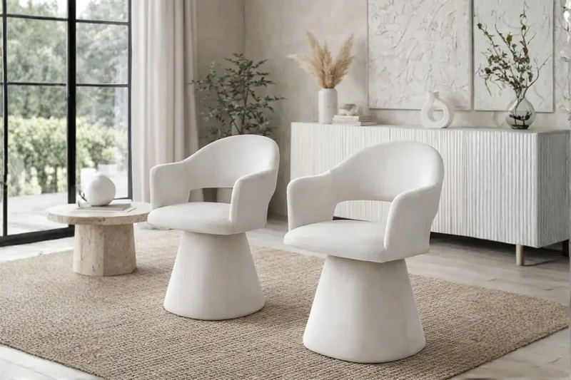 Chaise Pivotante de Salle à Manger avec Accoudoirs VALENTINA - 60 x 50 cm - Par lot de 2
