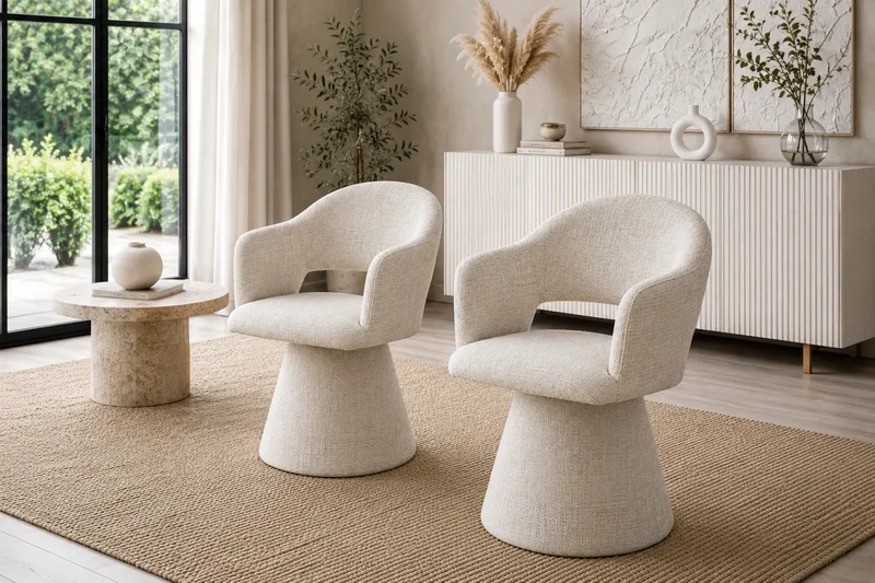 Chaise Pivotante de Salle à Manger avec Accoudoirs VALENTINA - 60 x 50 cm - Par lot de 2