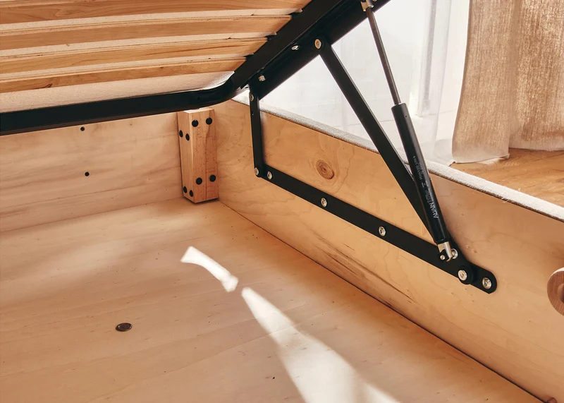 Lit coffre en bois et lin OTTO