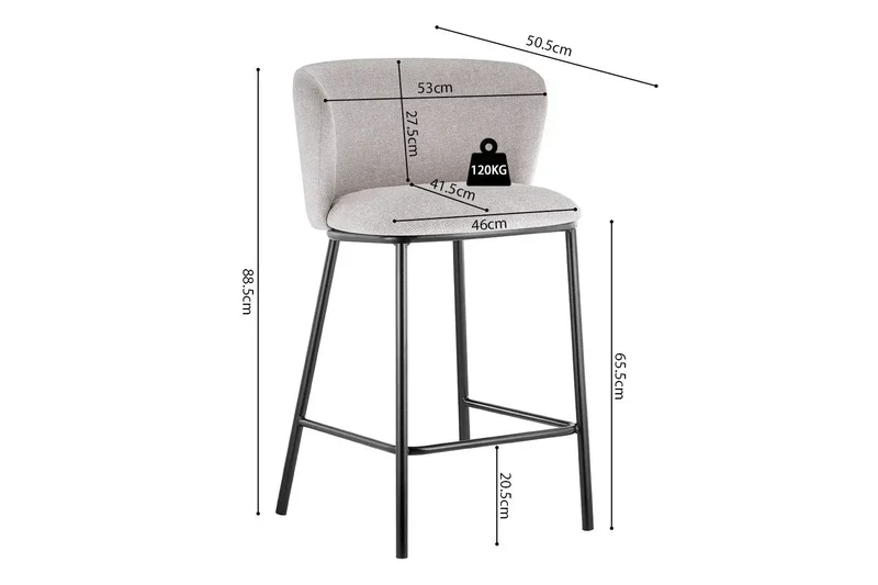 Chaises de Bar ARTHURO - 53 x 50,5 cm