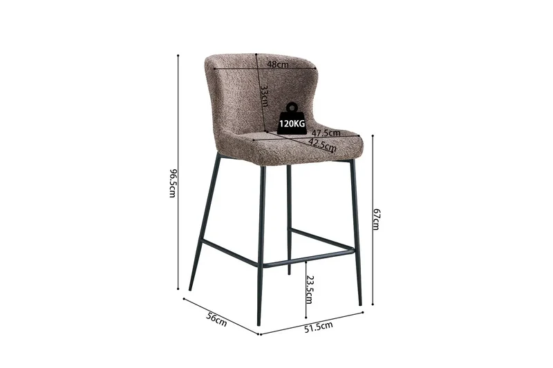 Chaises de Bar LISE - 51,5 x 56 cm